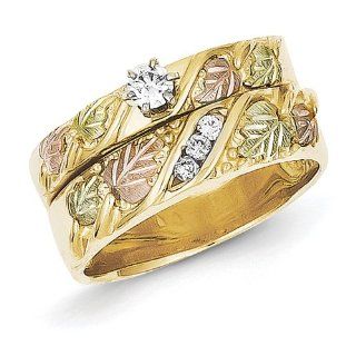 10k Tri color Black Hills Gold .16ct Diamond Bridal Set Rings. Carat Wt  0.16ct Wedding Bands Jewelry