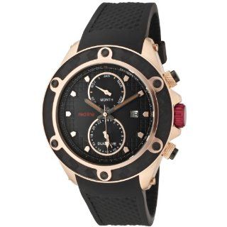 red line Men's 10114 Carbon Brake Dual Time Black Dial Black Silicone Watch at  Men's Watch store.