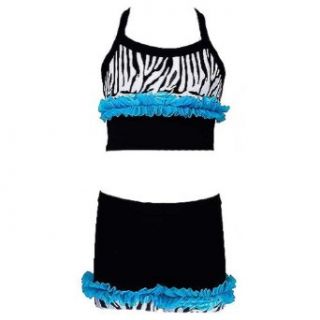 Lexi Luu Turquoise Zebra Banded Crop Top Dance Outfits Girls 2T 14 Clothing Sets Clothing