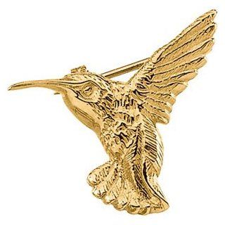 14K Yellow Gold Hummingbird Brooch DivaDiamonds Jewelry
