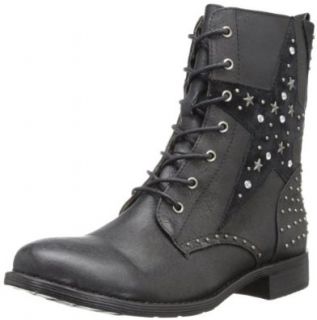 Grazie Women's Astral Combat Boot Leather Boots Black Shoes