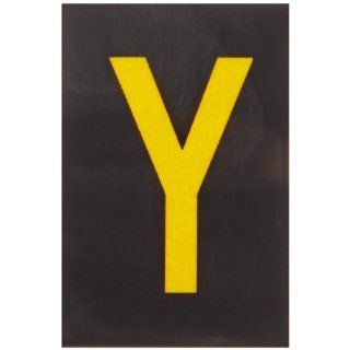 Brady 5905 Y Bradylite 1 1/2" Height, 1" Width, B 997 Sheeting, Yellow On Black Color Reflective Letter, Legend "Y" (Pack Of 25) Industrial Warning Signs