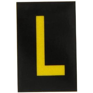 Brady 5905 L Bradylite 1 1/2" Height, 1 Width, B 997 Engineering Grade Bradylite Reflective Sheeting, Yellow On Black Reflective Letter, Legend "L" (Pack Of 25) Industrial Warning Signs