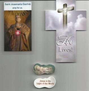 Saint Josemaria Escriva 2nd Class Relic Holy Card with Cross Bookmark and Jesus in Manger Eraser Patron of Diabetes  Other Products  