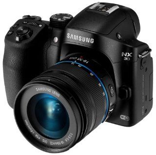 Samsung NX30 20.3MP CMOS Smart WiFi & NFC Interchangeable Lens Digital Camera with 18 55mm Lens and 3" AMOLED Touch Screen and EVF (Black)  Camera & Photo