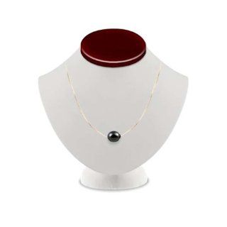 Floating Tahitian Cultured Pearl Necklace on 14K Yellow Gold Chain   10mm AAA Jewelry