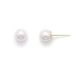 CleverSilver's Grade AAA 5.56mm Cultured Akoya Pearl Earrings With 14K Yellow Gold Posts And Earring Backs CleverSilver Jewelry