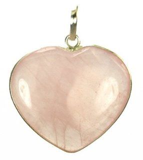 Rose Quartz Heart Pendant with Silver Bezel Health & Personal Care