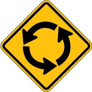 Tapco W2 6 High Intensity Prismatic Rectangular Railroad Sign, Legend "Roundabout (Symbol)", 30" Width x 30" Height, Aluminum, Black on Yellow Industrial Warning Signs