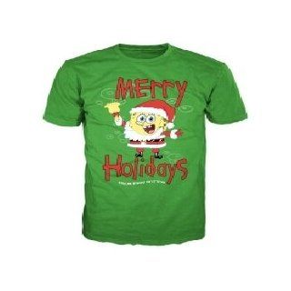Christmas Time Spongebob Squarepants Merry Holidays Men's Green T shirt XXL Clothing