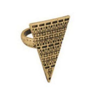 Zehui Retro Vintage Punk Pyramid Taper Geometrical Triangle Adjustable Ring Rings Bronze Jewelry