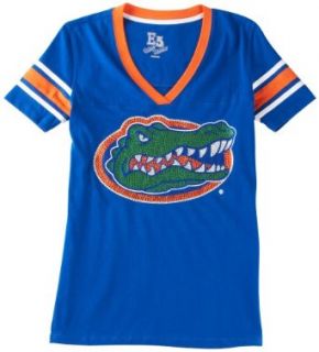 UF Gators by E5 Sequin Logo T Shirt BLUE/ORANGE Large Juniors Clothing