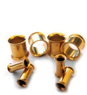(4 Gauge   5mm) 1 Pair of Gold Steel Double Flare Tunnel Plugs Body Piercing Plugs Jewelry