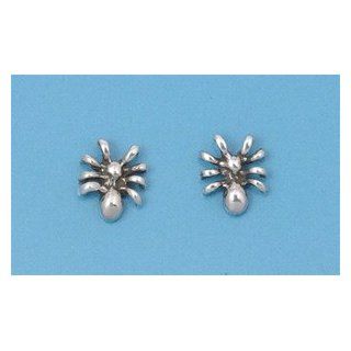 Sterling Silver Spider Insect Stud Earrings Jewelry
