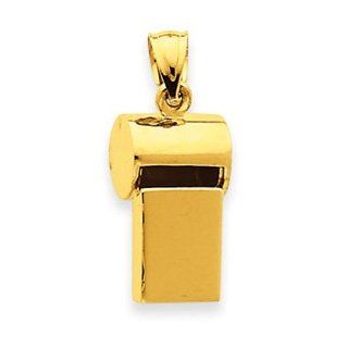 14k Gold 3 D Whistle Pendant Jewelry