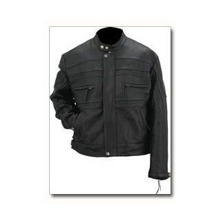 Men's Evel Knievel Genuine Leather Sport Touring Jacket Black, BLACK, 3XL Clothing