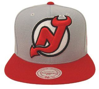 New Jersey Devils Mitchell & Ness XL Logo Snapback Cap Hat Grey Red 