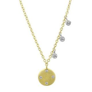 Meira T 14K Gold Pave Set Diamond Disc accented with Bezel Set Diamonds Necklace Jewelry