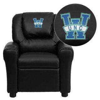 North Carolina   Wilmington Seahawks Embroidered Black Leather Kids Recliner with Cup Holder and Headrest   Office Furniture