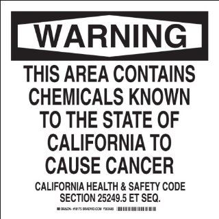 Brady 18178 Aluminum, 10" X14" Warning Sign Legend, "This Product May Contain A Chemical Known To The State Of California To?" Industrial Warning Signs