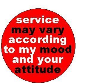 Service may vary according to my mood and your attitude 1.25" Magnet   Funny Humor Office Work Waitress  Other Products  