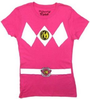 Pink Ranger Costume   Mighty Morphin Power Rangers Sheer Women's T shirt Clothing