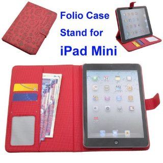 Adorable Wallet Card Slot Stand Folio Faux Leather Case for Apple iPad Mini RED Computers & Accessories
