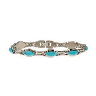 9mm Titanium Magnetic Therapy High Power Gauss Created Turquoise Bracelet 8 Inches Jewelry