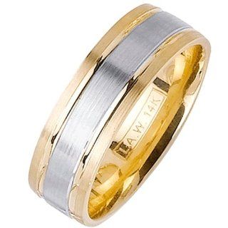 18K Gold Center Stripe Wedding Band (7mm) Jewelry