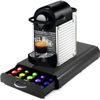 Nespresso C60 Pixie Chrome Automatic Espresso Machine with Bonus Mind Reader 50 Capsule Storage Drawer Kitchen & Dining
