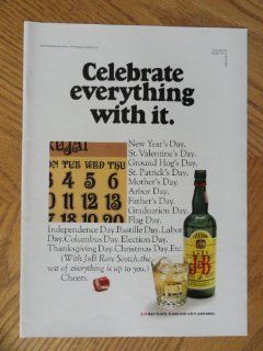 J&B Scotch, 1969 Color illustration, print ad. (Celebrate everything with it) Original 1969 The New Yorker Magazine Print ad.  