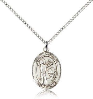 Free Engraving Included Medal  Sterling Silver St. Saint Kenneth Pendant 3/4" 8332SS  w/18" Chain & Box Patron Saint of Monastery of Agahanoe Pendant Necklaces Jewelry