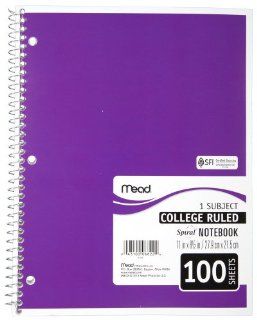 Mead Spiral Notebook, College Ruled, 1 Subject, 8.5 x 11, 100 Sheets, Assorted Colors (06622)  Wirebound Notebooks 