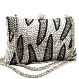 Zebra Style SWAROVSKI CRYSTAL Handbag, Animal Texture Party Clutch Bag for Women Shoes