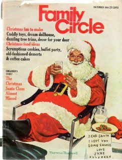 Vintage American Magazine FAMILY CIRCLE, DECEMBER 1968, Christmas fun to Make, Christmas Food Ideas, The Christmas Santa Claus Almost Missed, Santa on Front cover by Norman Rockwell.  Prints  