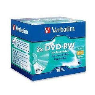 Verbatim 94918   DVD RW Discs, 4.7GB, 2x, w/Jewel Cases, Silver, 10/Pack VER94918 Computers & Accessories