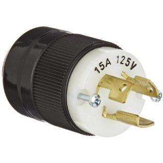 Interpower 88030240 North American Rewireable NEMA Locking 5 15 Plug, Black/White, 15A Rating, 125VAC Voltage Extension Cords
