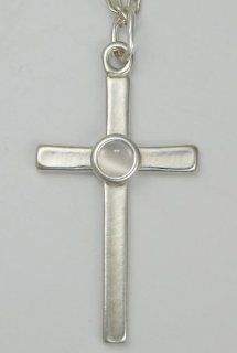 Simply Beautiful Silver Cross, with White MoonstoneJewelry Made in America The Silver Dragon Jewelry