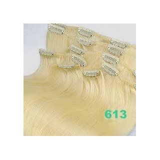 22" Bleach Blonde 9 Piece Full Set Indian Remy Clipin Hair Extensions with Thick Piece for Added Volume 200 Grams  7 Oz  Other Products  