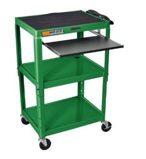 Green Adj. Height 42'' H Steel Table w/ Pullout Tray