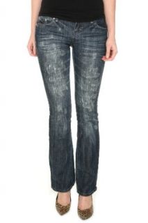 Almost Famous Splatter Ripped Blue Rinse Flare Jeans Size  11