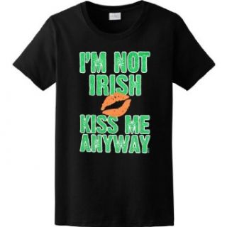 WOMENS T SHIRT  BLACK   LARGE   Im Not Irish Kiss Me Anyway   St Patricks Day Clothing