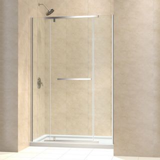 Dreamline DL6445C01CL Frameless Shower Door, 36 by 48 VitreoX Pivot amp; SlimLine Single Threshold Base