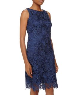 Floral Paisley Lace Cocktail Dress, Navy