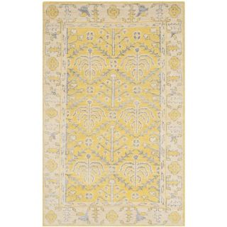 Safavieh Hand knotted Stone Wash Yellow Wool/ Cotton Rug (5 X 8)