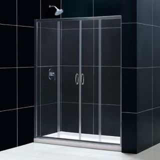 Dreamline DL6960L01CL Frameless Shower Door, 30 by 60 Visions Sliding amp; SlimLine Single Threshold Base Left Hand Drain