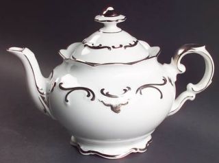 Schumann   Bavaria Platinum Elegance Teapot & Lid, Fine China Dinnerware   Thick