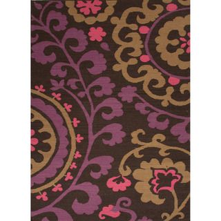 Handmade Flat Weave Floral Pattern Pink/ Purple Rug (2 X 3)