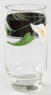 Sango Black Lilies (Quadrille) 12 Oz Glassware Tumbler, Fine China Dinnerware  