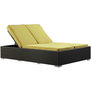 Evince Two seater Espresso/ Peridot Cushions Outdoor Wicker Patio Chaise Recliner